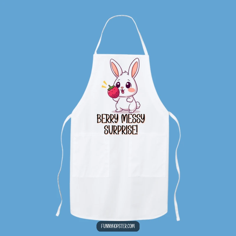 Funny Surprised Rabbit Apron - Berry Shock Kitchen Wear - Funny Chef Gift