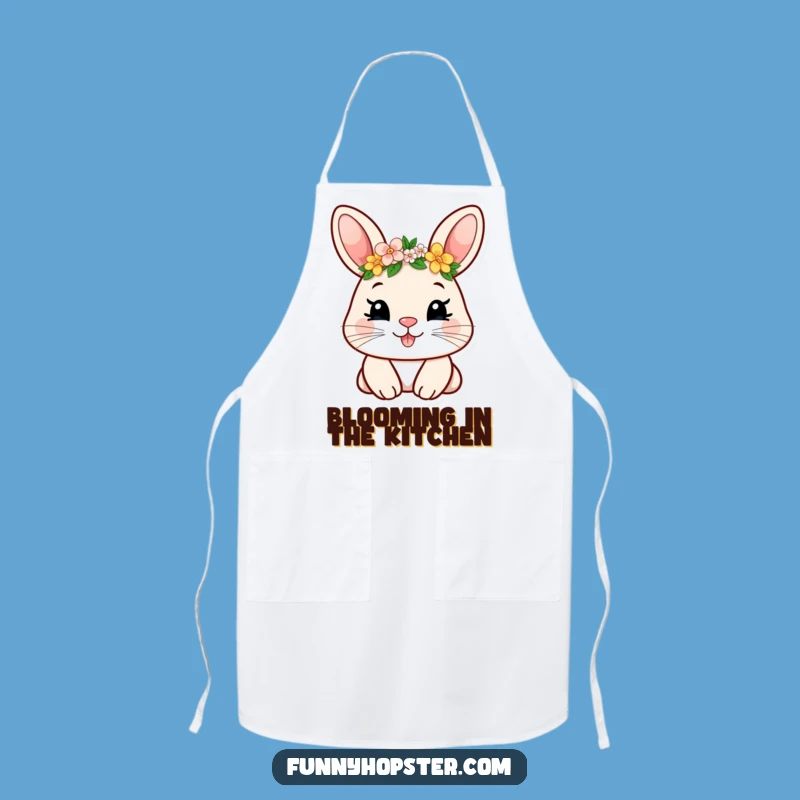 Funny Flower Crown Rabbit Apron - Chef's Delight & Hilarious Kitchen Wear