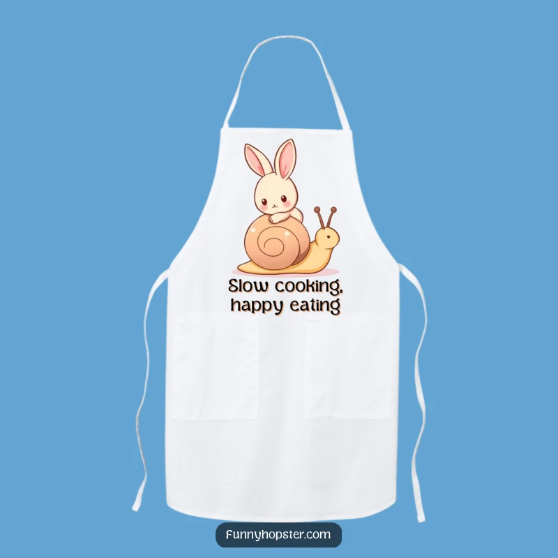 Funny Snail Rider Rabbit Apron: Cook with a Slow Pace - A Gentle Bunny's Funny Gift!