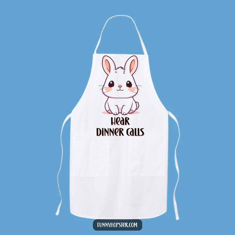 Funny Kawaii Rabbit Listening Apron: Attentive Bunny Kitchen Wear, Great Funny Gift
