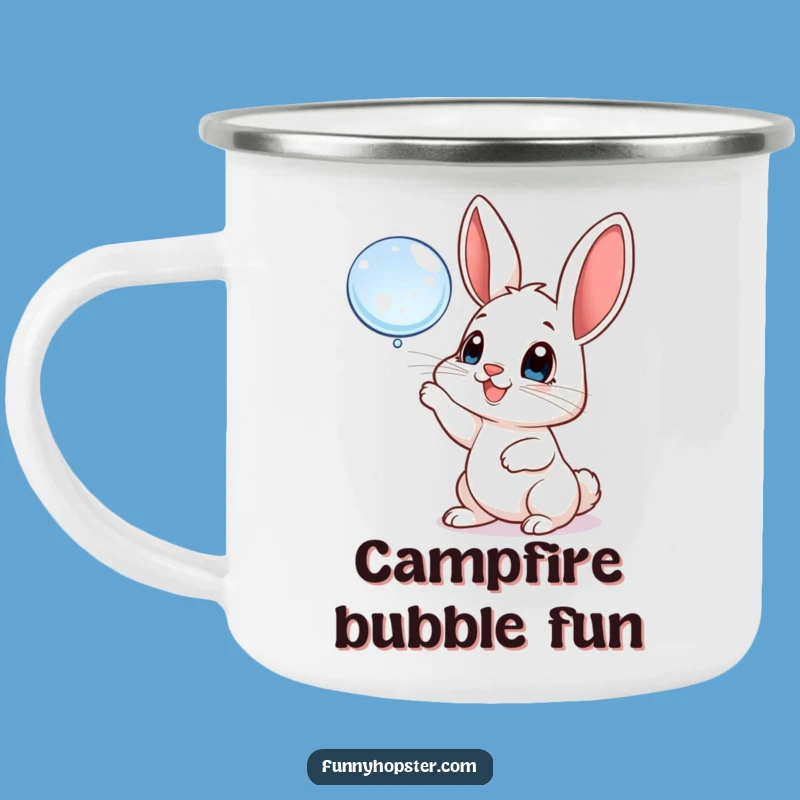 Funny Bubble Bunny Camping Mug: Adventure with Joyful Bubbles!