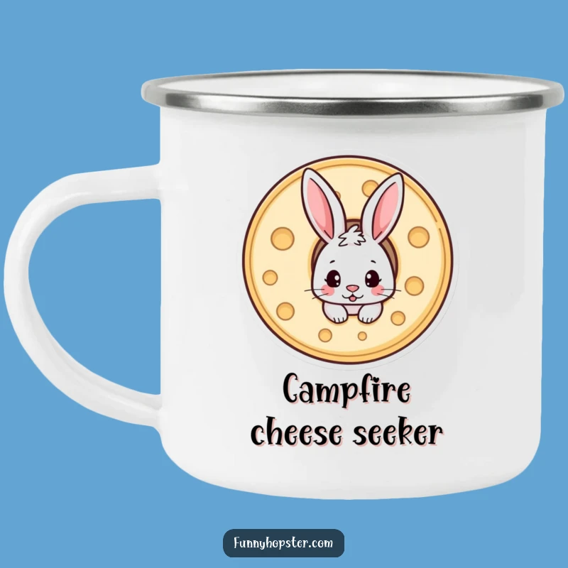 Funny Cheese Rabbit Camping Mug: Sip & Snack with a Hiding Bunny - Outdoor Funny Gift!