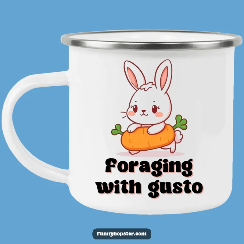 Funny Determined Rabbit Enamel Camping Mug - Motivational Outdoor Gear