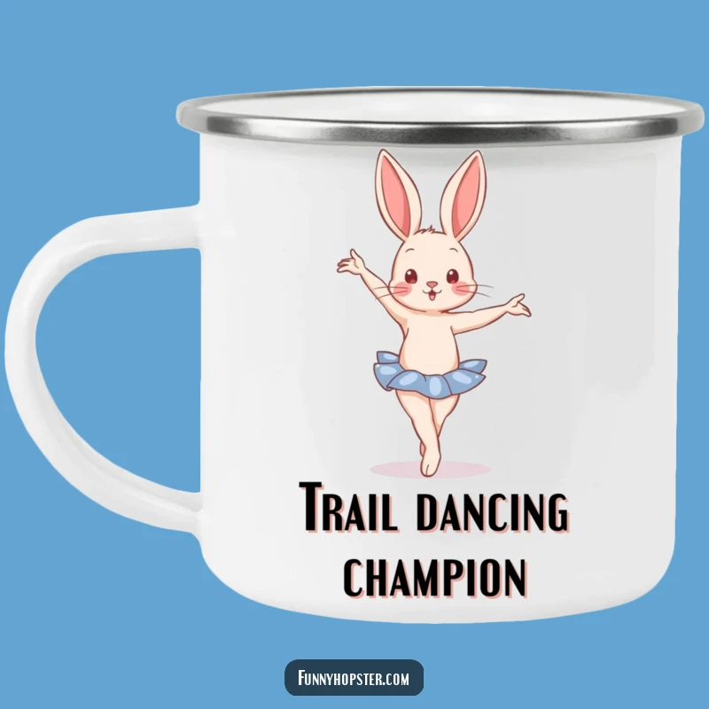 Funny Ballet Rabbit Enamel Camping Mug - Graceful Outdoor Companion