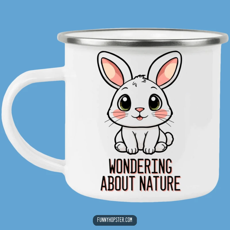 Funny Curious Rabbit Camping Mug: Wide-Eyed Character for Outdoor Exploration
