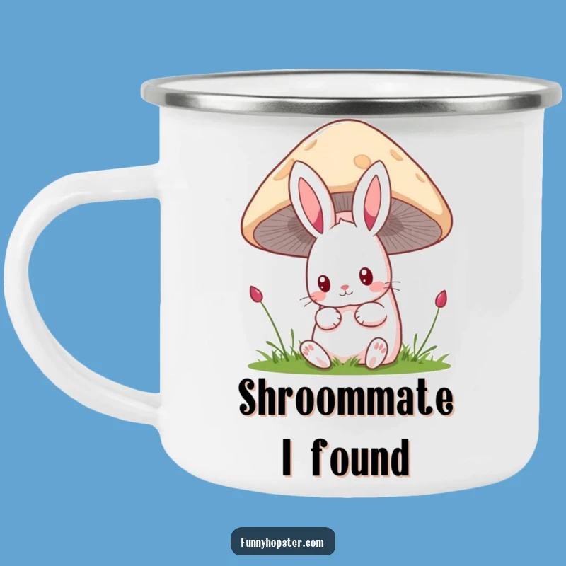 Funny Kawaii Rabbit Mushroom Camping Mug: Curious Bunny Enamel Cup, Great Funny Gift