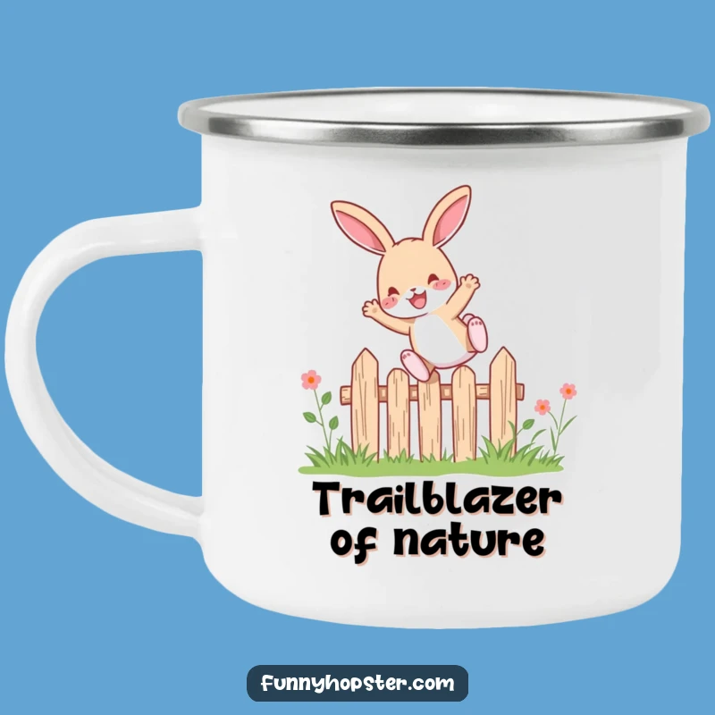 Funny Leaping Rabbit Camping Mug: Adventure & Joy - Perfect Gift!
