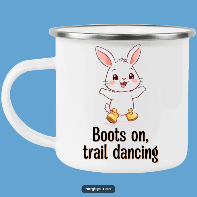 Funny Rabbit Boots Dance Camping Mug: Sip & Smile with a Happy Bunny - Perfect Outdoor Funny Gift!