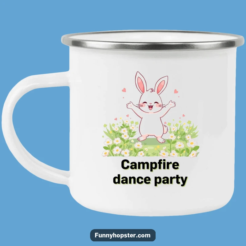 Funny Rabbit Camping Mug - Clover Dance Adventure, Perfect Outdoor Gift!