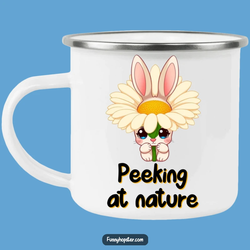 Funny Rabbit Daisy Camping Mug - Durable & Playful, Perfect Funny Gift for Campers