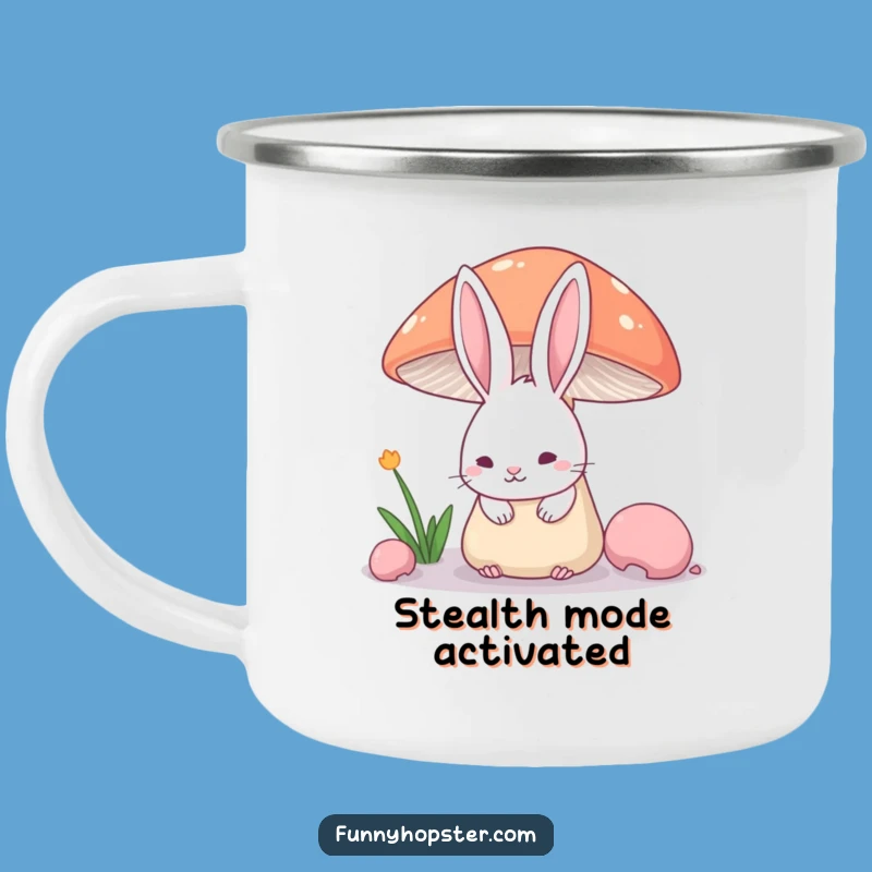 Funny Shy Rabbit Ears Enamel Camping Mug - Outdoor Adventure Gift