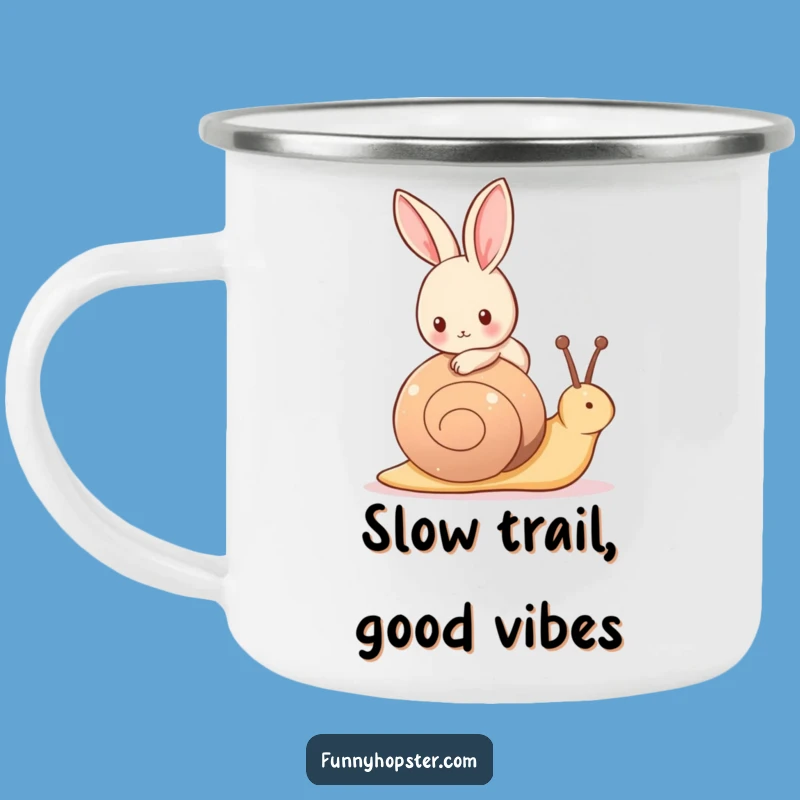 Funny Snail Rider Rabbit Camping Mug: Sip & Journey Slowly - Great Outdoor Funny Gift!