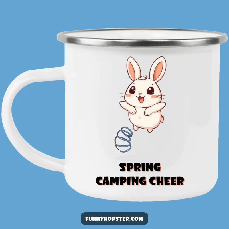 Funny Bouncing Rabbit Camping Mug: Sip & Bounce with Delight - Great Outdoor Funny Gift!