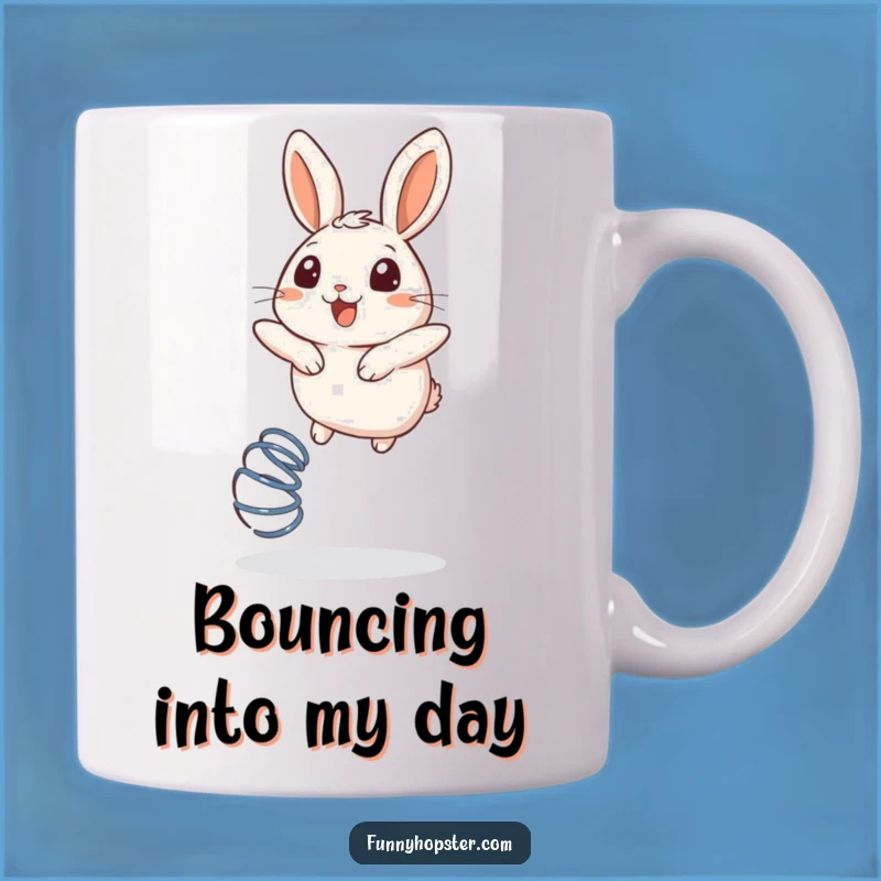 Funny Bouncing Rabbit Mug: Joyful Bunny's Spring Leap - The Ultimate Funny Gift!