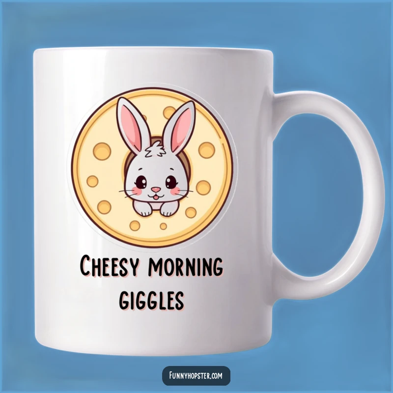 Funny Cheese Rabbit Mug: Mischievous Bunny Hiding - The Ultimate Funny Foodie Gift!
