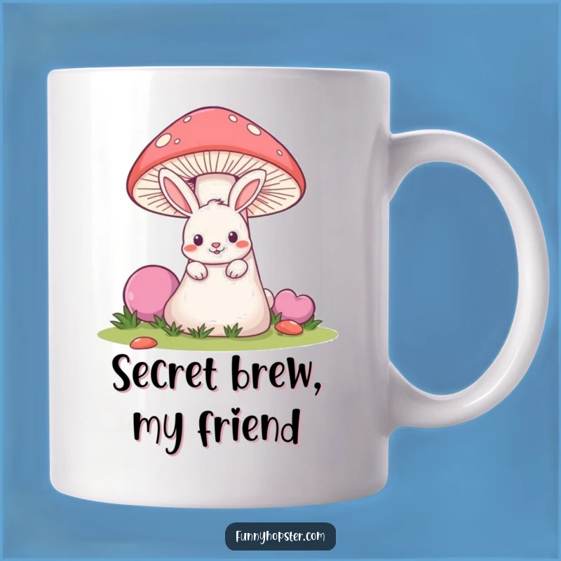 Funny Mischievous Rabbit Mug - Peek-a-Boo Mushroom Fun - Playful Bunny Gift