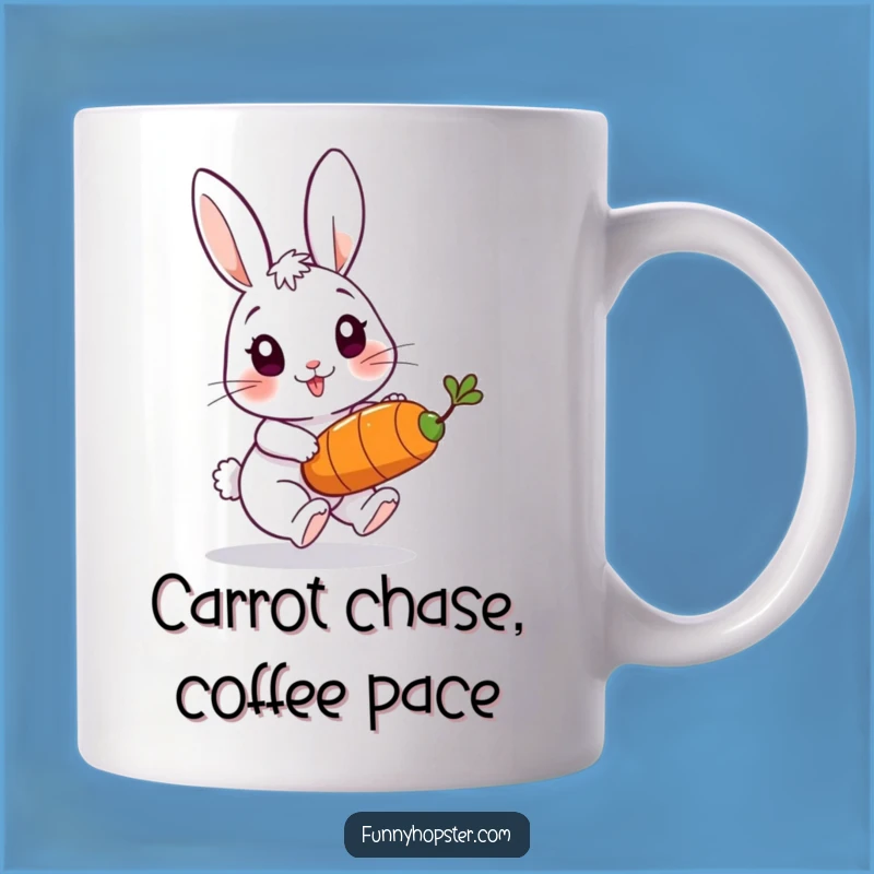Funny Playful Rabbit Carrot Chase Mug - Energetic & Hilarious Gift