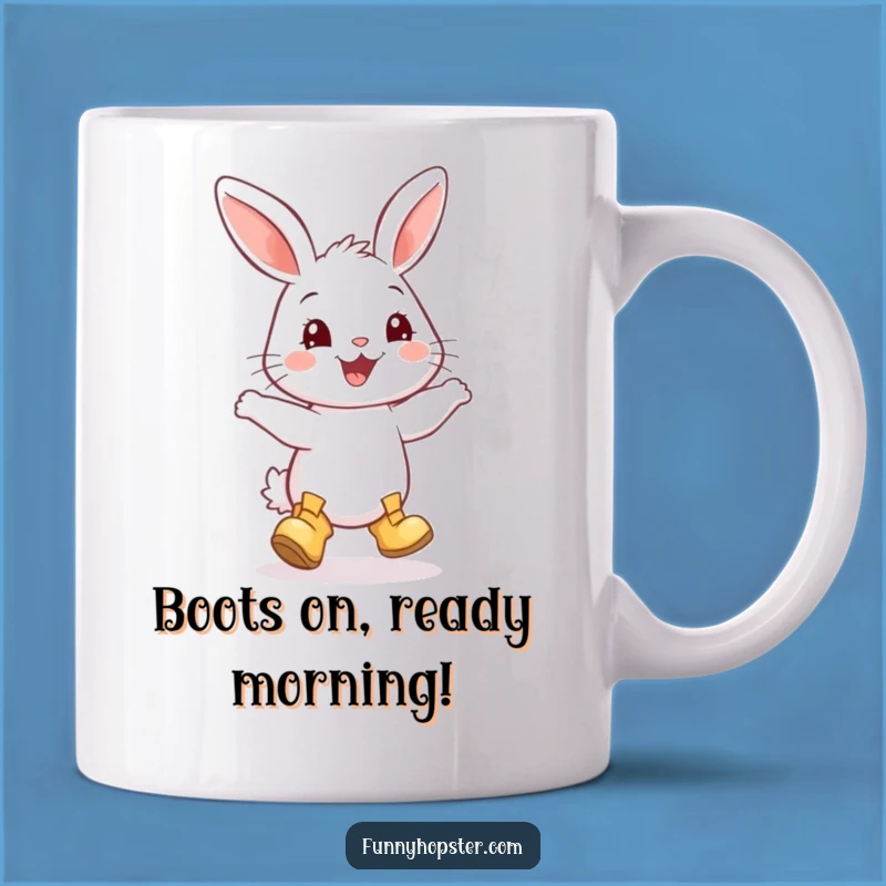Funny Rabbit Boots Dance Mug: Adorable Bunny's Joyful Steps - The Perfect Funny Gift!