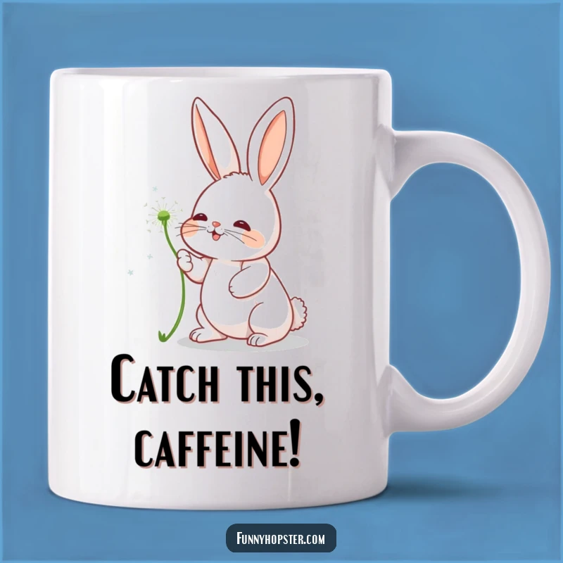Funny Rabbit Dandelion Mug: Playful Character for a Humorous Gift