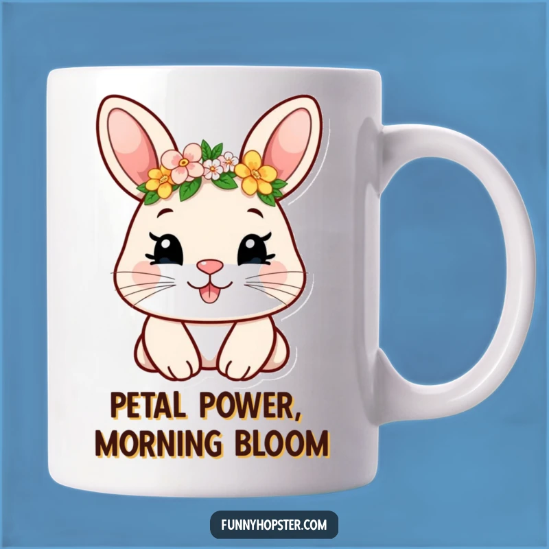Funny Smiling Rabbit Mug with Flower Crown - Adorable & Hilarious Gift
