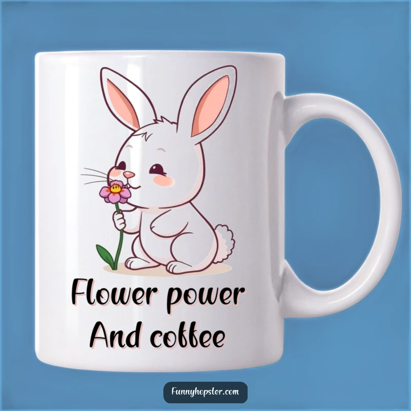 Funny Sniffing Rabbit Mug - Nose Wiggle Flower Enthusiast - Cute Bunny Gift