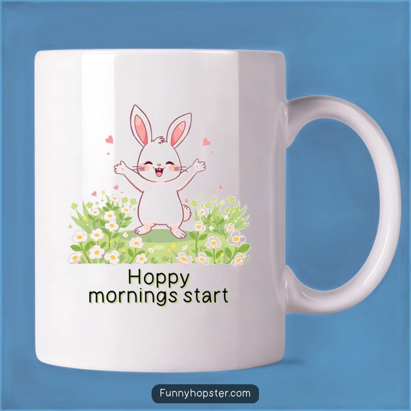 Funny Happy Rabbit Mug - Clover Dance Celebration, Perfect Joyful Gift!