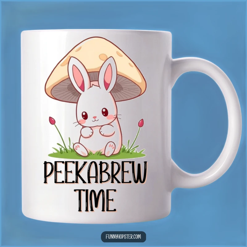 Funny Kawaii Rabbit Mushroom Mug: Curious Bunny Coffee Cup, Perfect Funny Gift