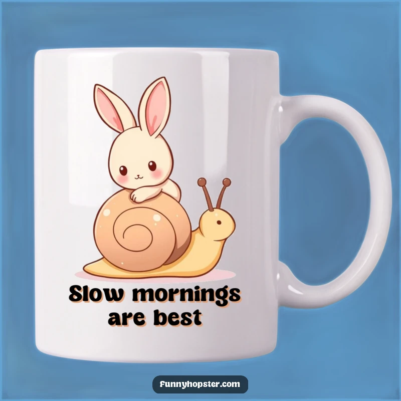 Funny Snail Rider Rabbit Mug: Tiny Bunny's Slow Journey - The Perfect Funny Gift!