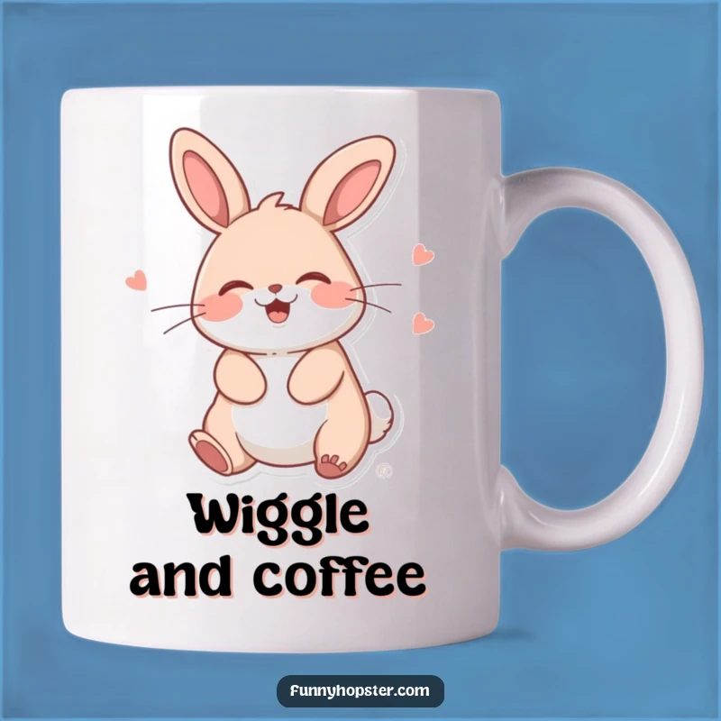 Funny Kawaii Rabbit Wiggle Mug: Giggling Bunny Design, Hilarious Gift for Smiles