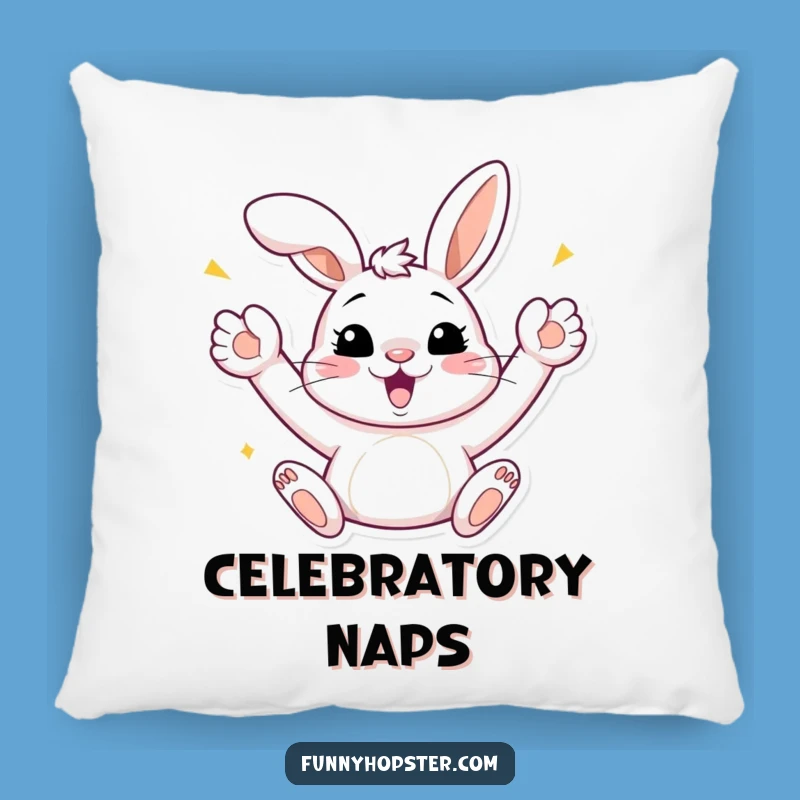 Funny Bunny Celebration Pillow: Soft Hug of Joy, Sweet Cozy Funny Gift