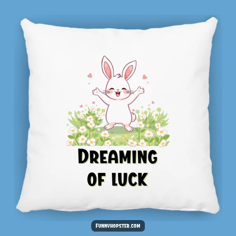 Funny Rabbit Pillow - Clover Dance Celebration, Perfect Cozy Gift!