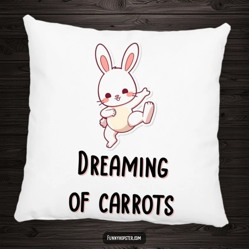 Funny Bunny Kick Pillow: A plush pillow showcasing a bunny doing a cute kick, radiating playful charm, a perfect funny gift for relaxation.