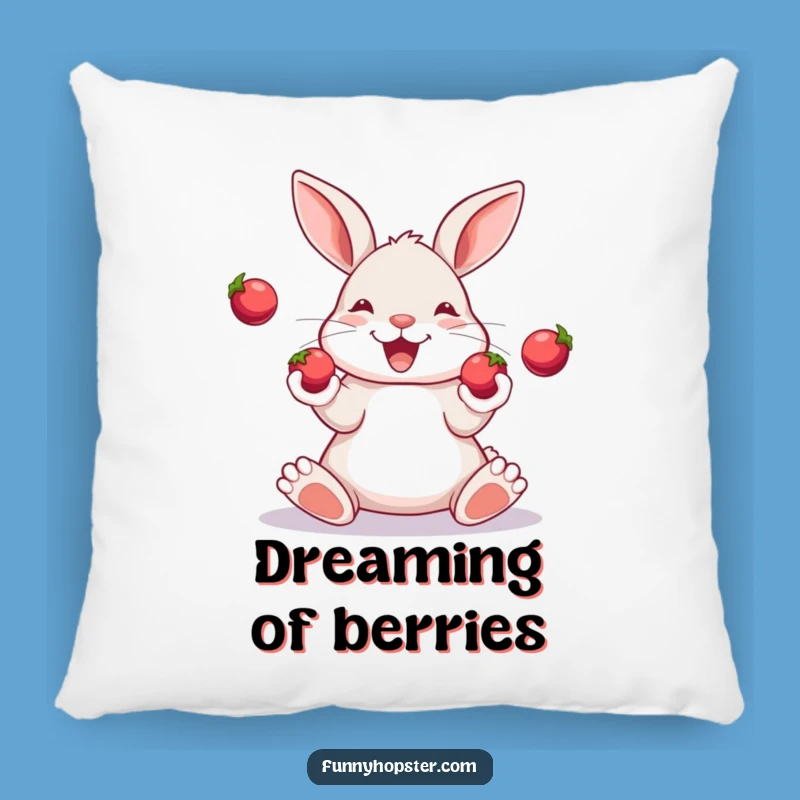 Funny Juggling Rabbit Pillow: Soft Comfort with a Berry Master - Great Funny Gift!