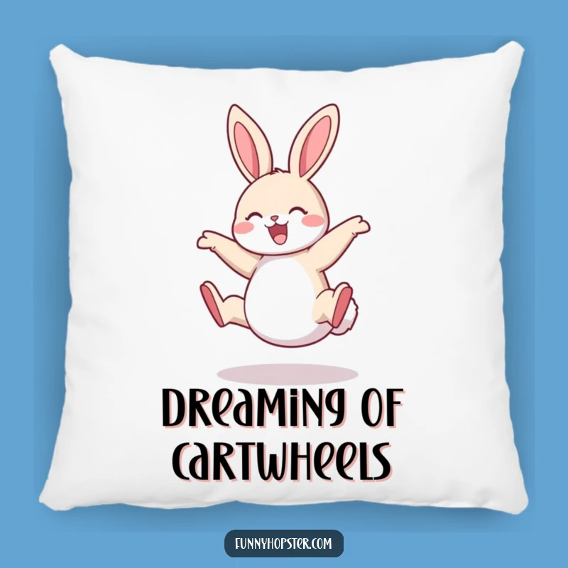 Funny Rabbit Cartwheel Pillow: Cozy Up with This Joyful Accent