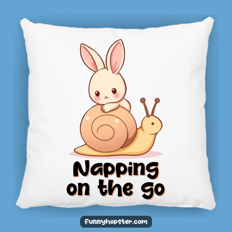 Funny Snail Rider Rabbit Pillow: Soft Comfort on a Slow Journey - Great Funny Gift!