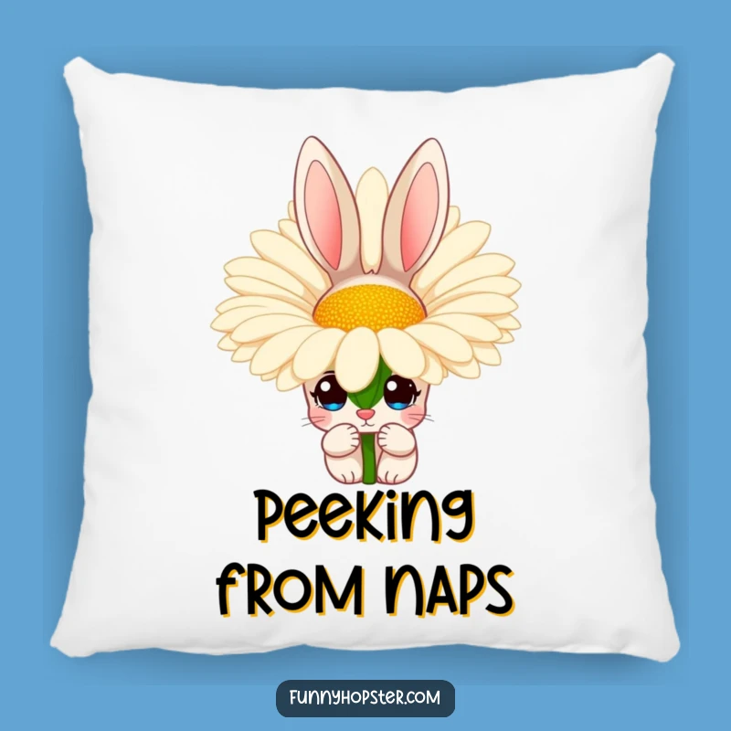 Funny Curious Rabbit Daisy Pillow - Comfy & Cute, Perfect Funny Gift for Cozy Corners