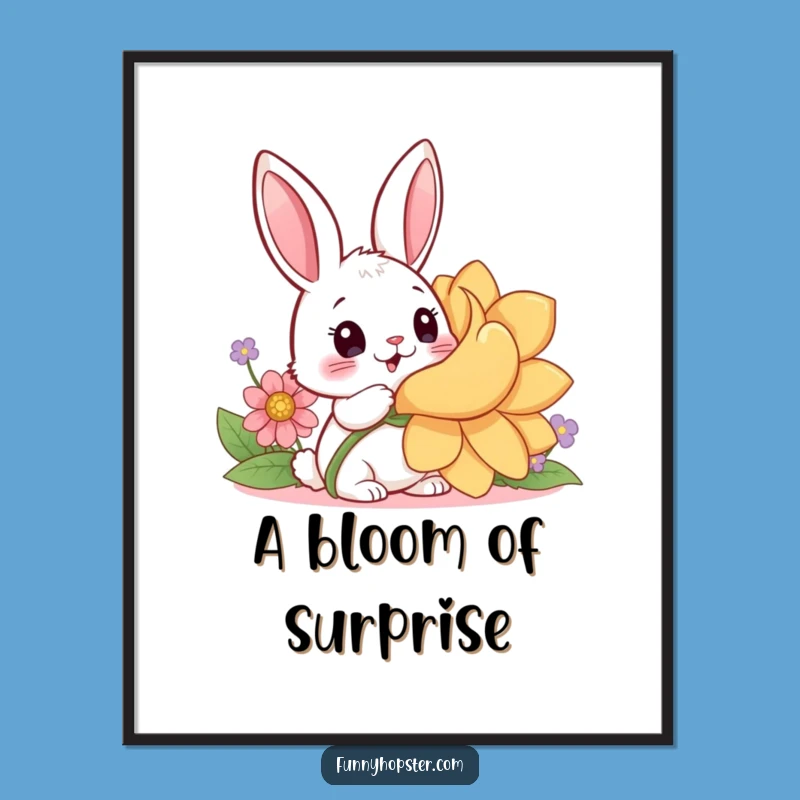 Funny Rabbit Digital Art: Bunny Discovery Print, Instant Adorable Funny Gift Decor