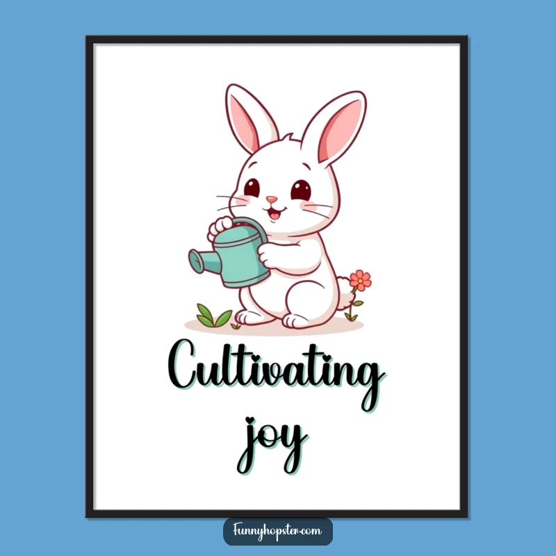 Funny Gardener Rabbit Digital Art - Whimsical Decor, Perfect Funny Gift for Walls