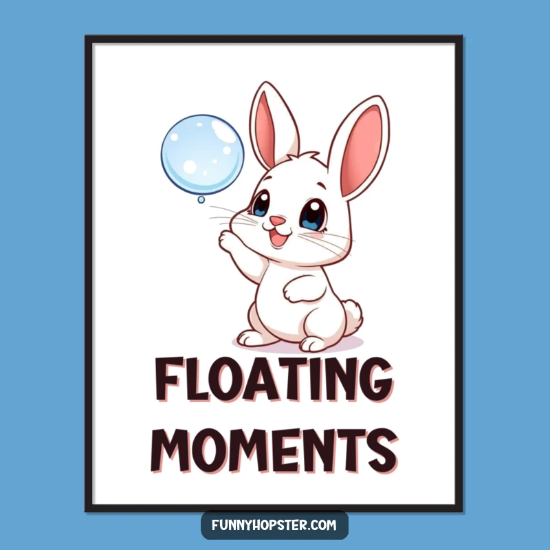 Funny Bubble Bunny Digital Art Print: Frame Playful Joy!