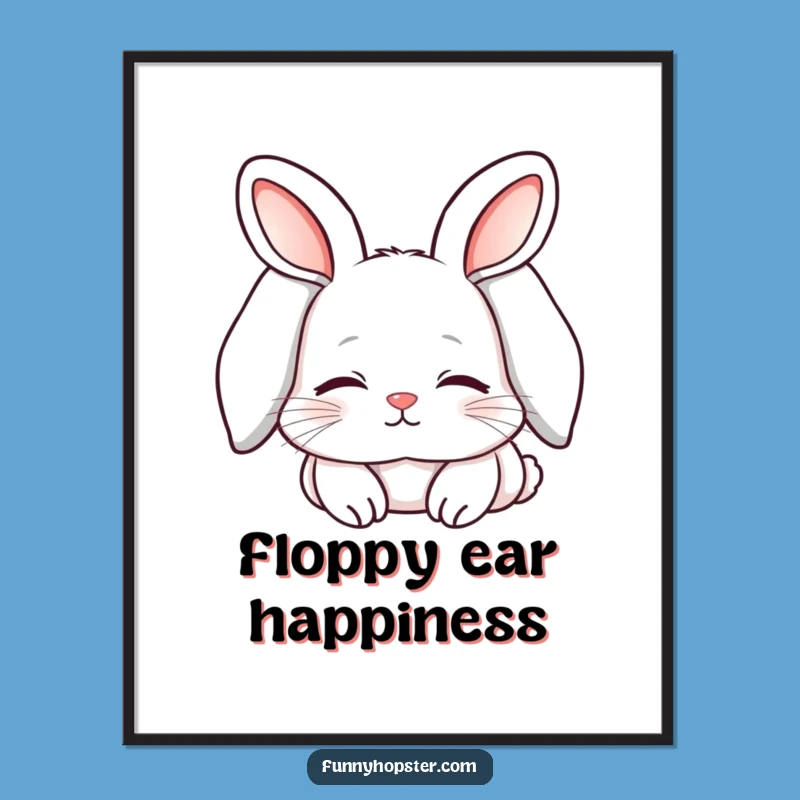 Funny Sleepy Kawaii Rabbit Digital Art: Instant Cozy Decor & Gift!