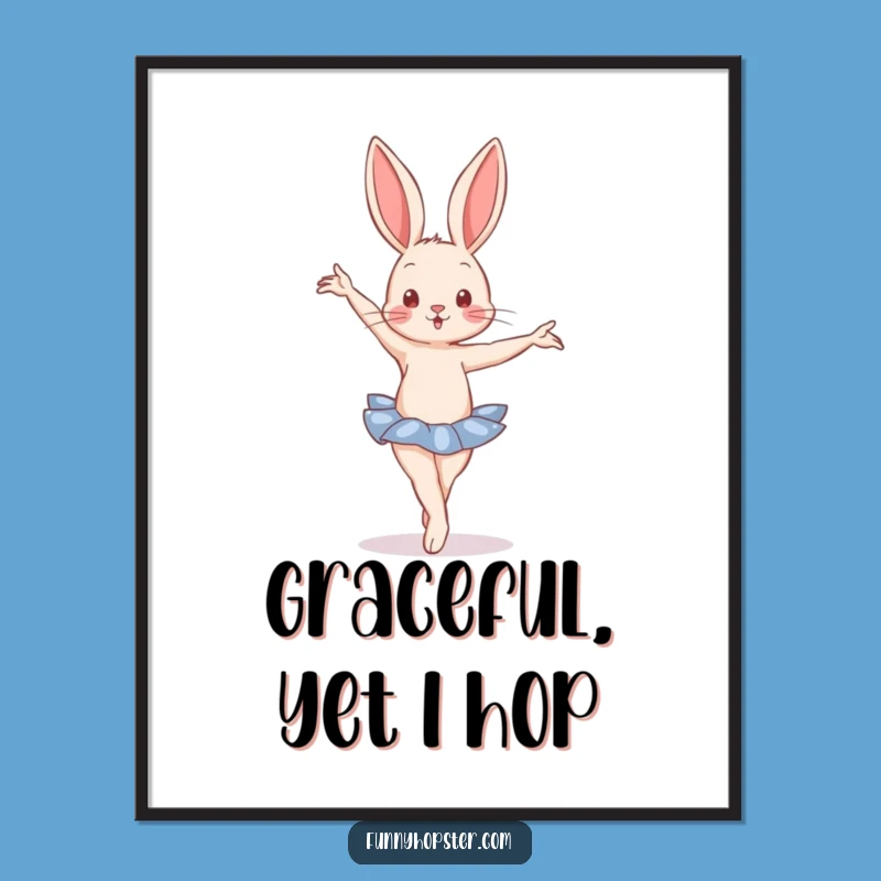 Funny Ballet Rabbit Digital Art Print - Instant Elegant Wall Decor