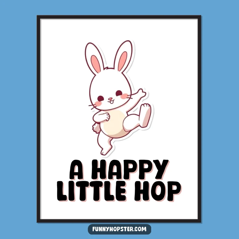 Funny Bunny Kick Digital Art Print: Instant Energetic Decor, Perfect Funny Gift