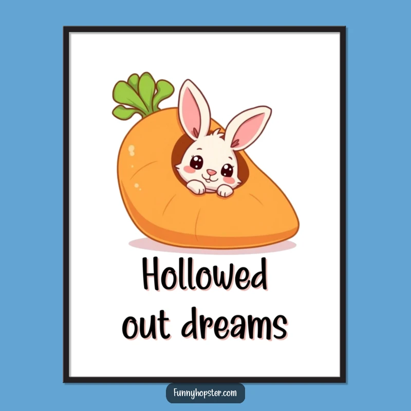 Funny Curious Rabbit Digital Art Print: Frame Hidden Fun!