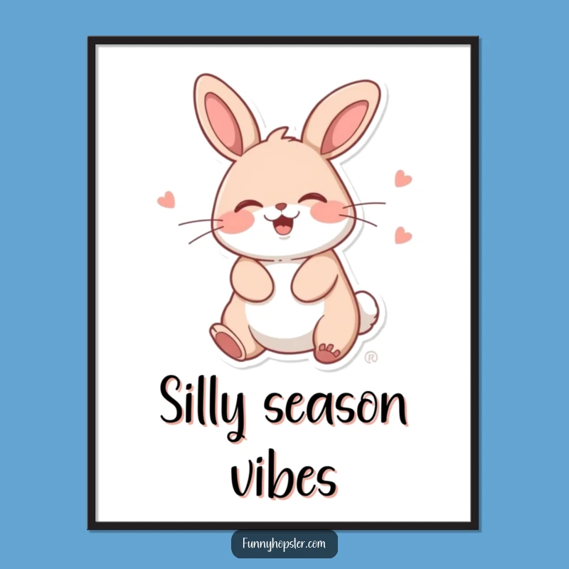 Funny Kawaii Rabbit Wiggle Digital Art: Instant Giggling Decor Download