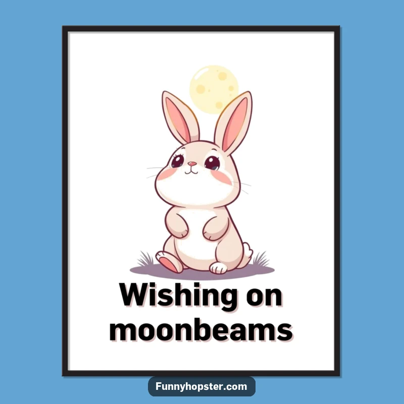 Funny Moon Gazing Rabbit Digital Art: Wondering Art for Humorous Decor