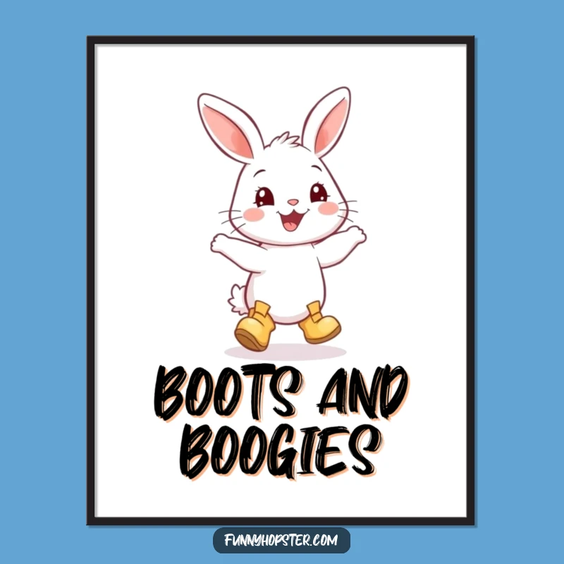 Funny Rabbit Boots Dance Digital Print: Instant Joy with a Happy Bunny - Amazing Funny Gift!