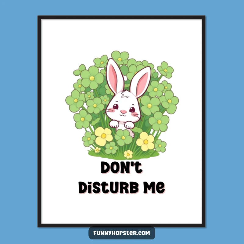 Funny Rabbit Clover Digital Art, Instant Luck and Humor for Your Walls - A Great Funny Gift