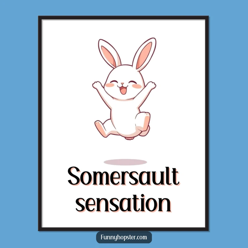 Funny Somersault Rabbit Digital Art - Energetic Decor, Perfect Funny Gift for Walls