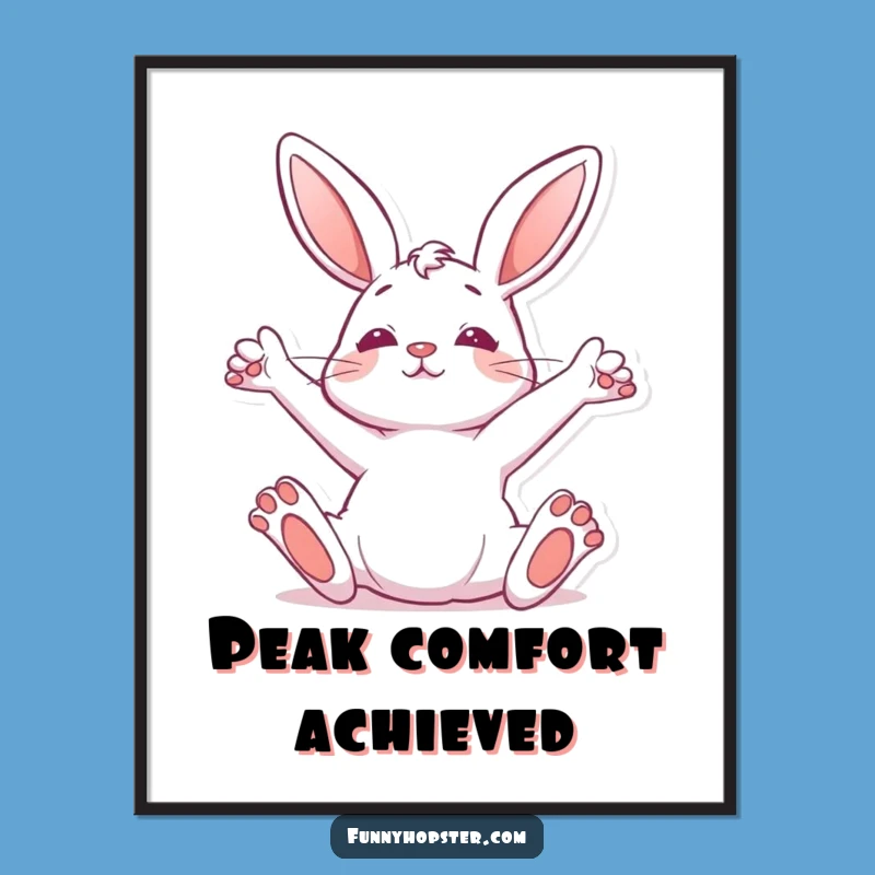 Funny Stretching Rabbit Digital Art Print - Instant Relaxed Home Decor