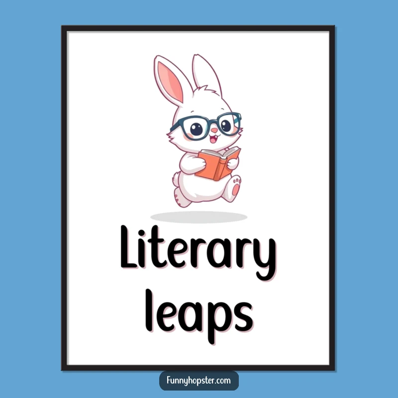 Funny Bookish Bunny Digital Art Print: Frame Your Love for Reading!